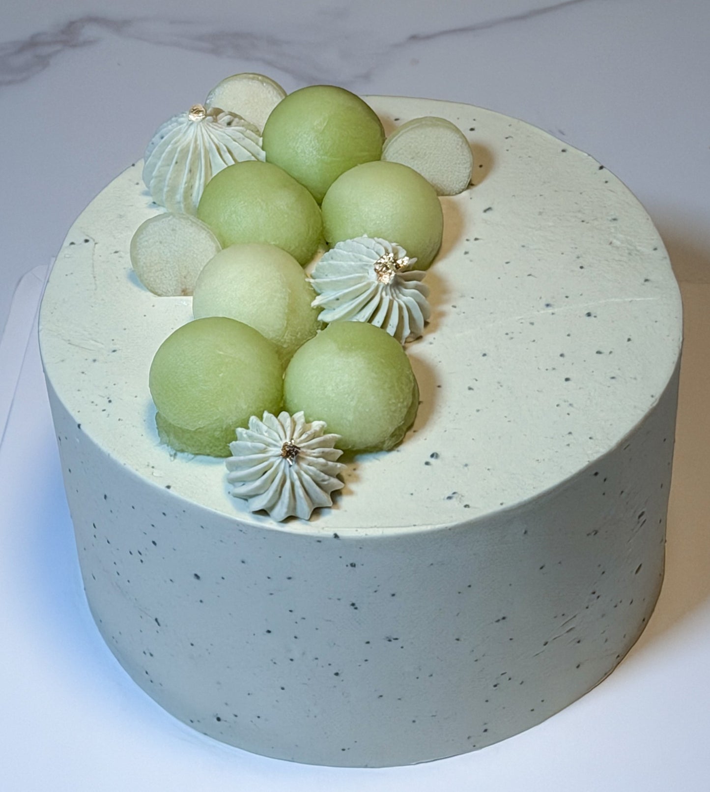 Melon, Genmaicha & Japanese Kuki Black Sesame Cake
